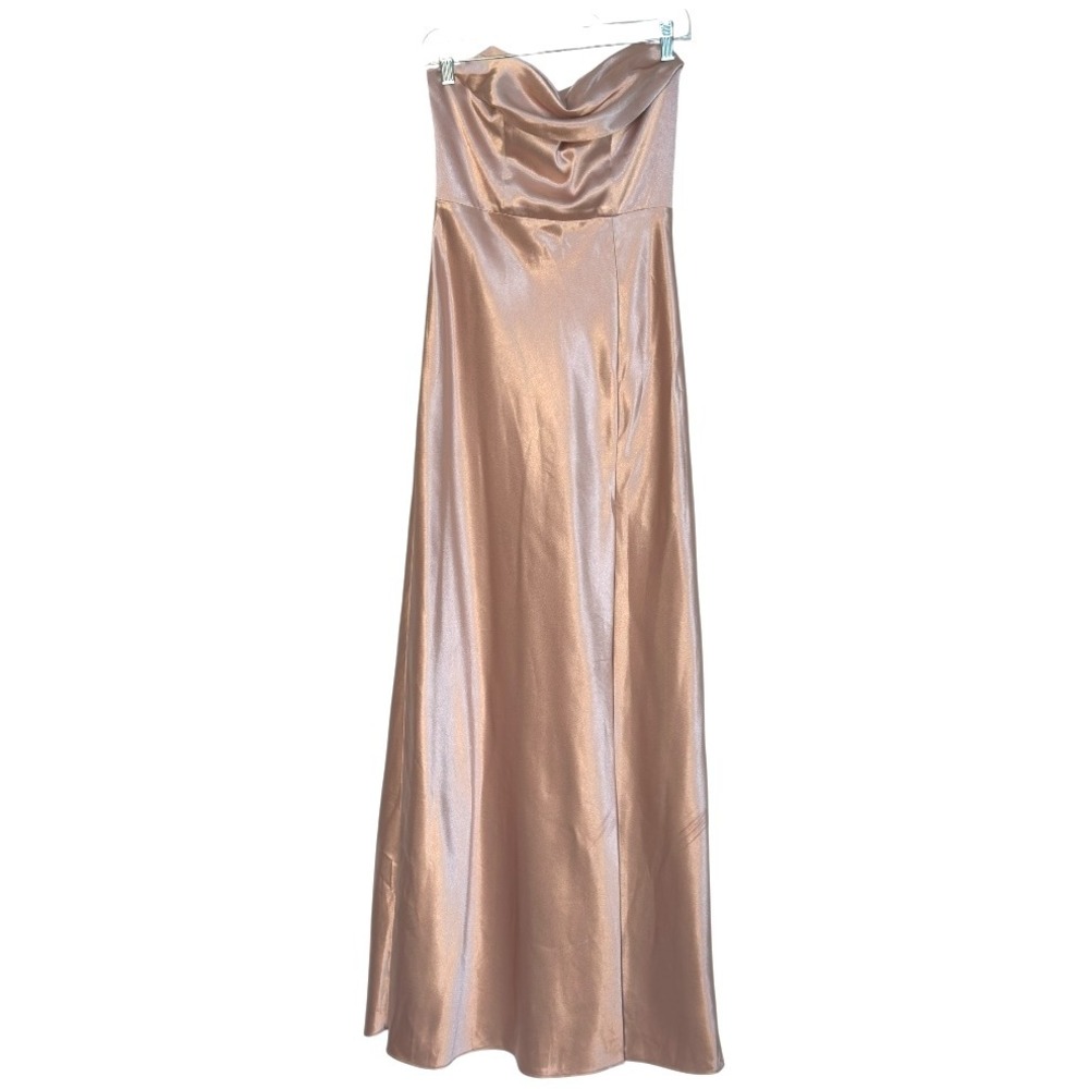 Birdy Grey Evening Special Occasion Bridesmaid Dress Strapless Cowl Neck Pink S
